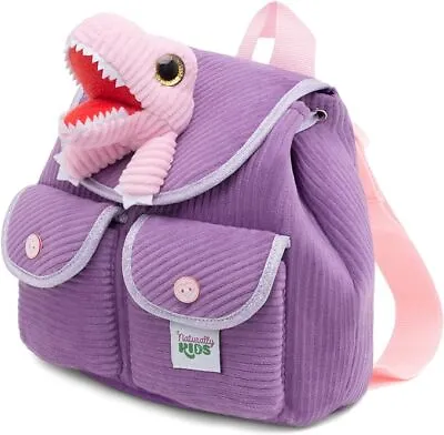 Kids Backpack With Corduroy Purple Dinosaur T-Rex Stuffed Animal Plush Toy • $19.98