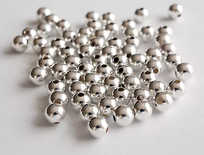 10 X  Sterling Silver .925 Round Seamless Spacer Beads With Two Hole Findings • £4.99