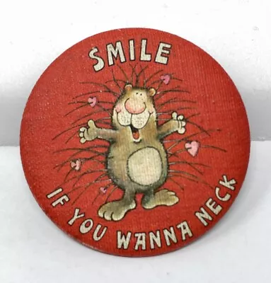 Vintage Hallmark Smile If You Wanna Neck Porcupine Vinyl Button Pin Valentine • $10.36