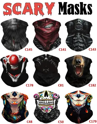 $6.75 • Buy SCARY Face Mask Bandana Breathable Neck Gaiter Balaclava Reusable Headband 