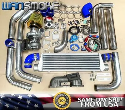 KA24E For Nissan 240sx Pickup D21 T3/T4 Turbo Kit Manifold Intercooler BOV Blue • $718.90