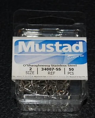 50 Mustad 34007SS-02 Size 2 Saltwater Stainless Steel O'Shaughnessy Hooks • $9.99