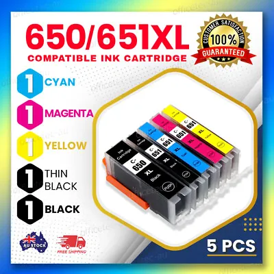 5x Ink Cartridges CLI 651 PGI 650 For Canon Pixma MG5560 MG6460 IP7260 Printer • $12.50