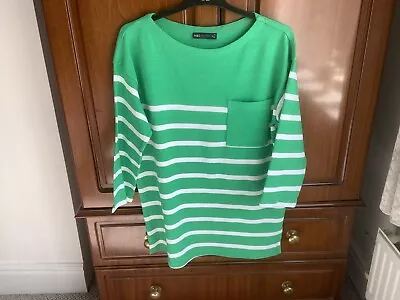 Marks And Spencer Green And White Stripe T Shirt/Tunic Top New • £5.99