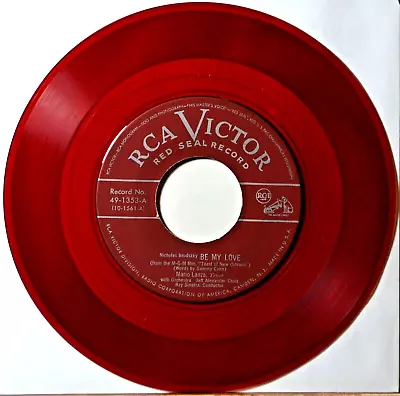 Mario Lanza Be My Love Red Wax VG+ Pop Vocal 45 7  Vinyl Italian Tenor -Coupons! • $2.49