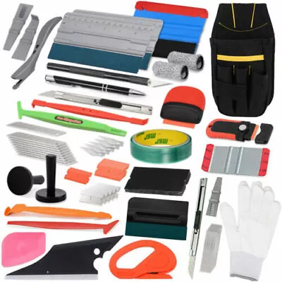 Car Application Kit Vinyl Durable Felt Edge Wrap Scraper Squeegee Tools US SHIP • $7.50