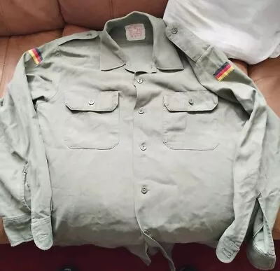 Vintage German Army Shirt  Khaki Cotton Military Green German.1987 ..Size 39-40  • £13.95