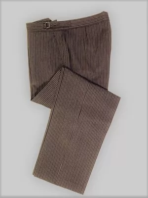 Mens Brown / Mink Pinstripe Trouser Morning Suit Masonic Ascot Wedding Dress • £39.99