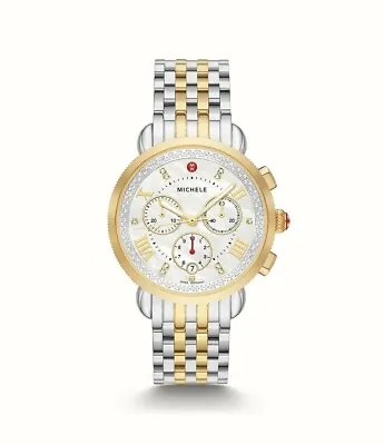 New Michele Sport Sail Two-Tone Diamond Stainless Steel Watch MWW01C000142 • $2123.78