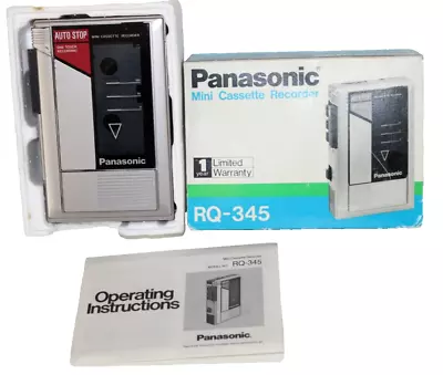 Panasonic RQ-345 Mini Cassette Recorder In Box With Manual  NEEDS WORK #16 • $15