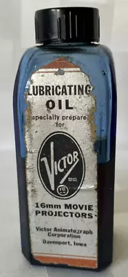 Vintage Blue VICTOR 16 Mm Movie Projector Lubricating Oil Bottle Davenport Iowa • $17.49