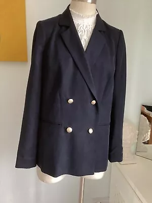 MINT VELVET Blazer Size 10 Navy Blue Military Double Breasted Jacket RRP £149 • £29