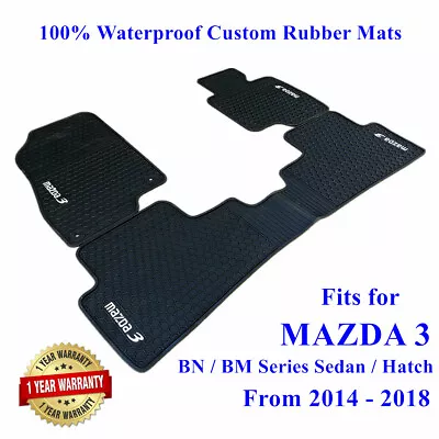 Waterproof Rubber Floor Mats Tailor Made For Mazda 3 Hatch Sedan 2014 - 2019 • $85