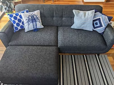 Nick Scali 4 Seater Charcoal Fabric Couch With Chaise • $490