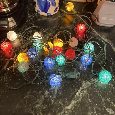 Sting Of 20 Of Vtg Melted Plastic Popcorn Kitschy Christmas Lights • $12