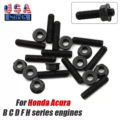 10x Exhaust Manifold STUDS W/ Lock Nuts For Honda Acura B D C F H Series Engines • $16.49