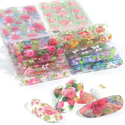 £2.40 • Buy 10 X ROSES SET Nail Art Foils Nail Transfer Foil Wraps Decal Glitter Sticker UK