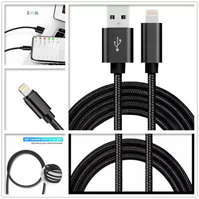 Braided USB Charger Cable For IPhone 12 11 Pro Max 7 Xs 8 6 IPad Data Sync Black • $4.95