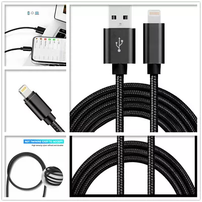 Braided USB Charger Cable IPhone 8 X 11 12 13 14 Plus Pro IPad Data Sync Black • $4.95