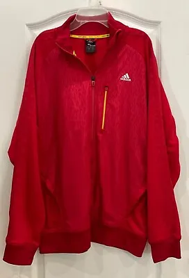 Adidas Climalite Mens Windbreaker Style Jacket Size L Red Screen Print 215 • $27.99