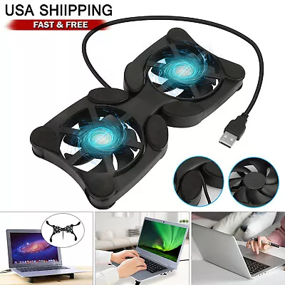 Dual USB Cooling Fan Pad Foldable Slim Fans Cooler Stand For Laptop PC Notebook • $8.88