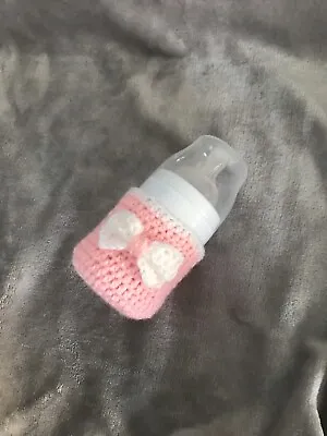 Pink Milk Bottle Cover Baby Bottle Cozy For 4oz AVent Bottle Handmade Baby Gift • £4.99