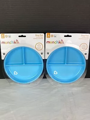 2 PK Munchkin Stay Put Suction Plate 6+ Months Blue BPA  • $12.74