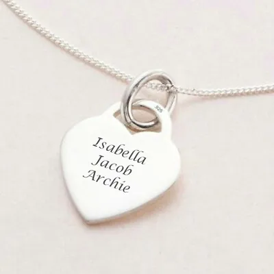 £24.99 • Buy Silver Heart Necklace With Engraving. Personalised Jewellery, Sterling Silver.