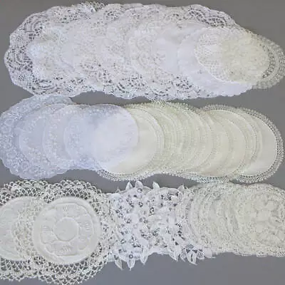 37 Asst Antique LACE Linen Doilies 5-11  Hand Embroidery FILET LACE Pt De Venise • $24.99