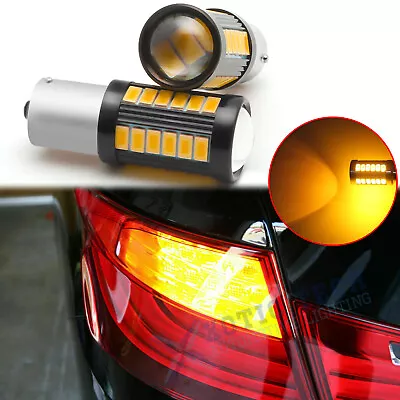 LED Rear Turn Signal Light Bulbs 1156 BA15S 3000K Amber Projector Lens 33-SMD • $13.85