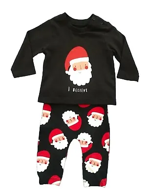 Baby  Christmas  Father Christmas Top & Leggings Outfit - Black Newborn 0-3 • £7.99