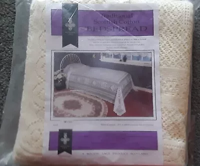 Traditional Scottish Cotton Lace Bedspread Single Bed Cream New • £30