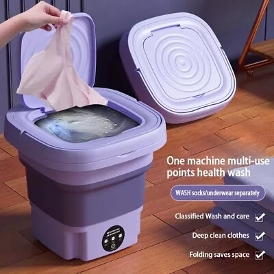 8L Portable Washing Machine Mini Washer Foldable Washer Spin Dryer Small Travel • $47.99