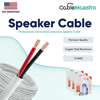 12AWG Speaker Cable In Wall Wire Audio CL2 12/2 Gauge 100-500ft 2 Conductor Lot • $44.88