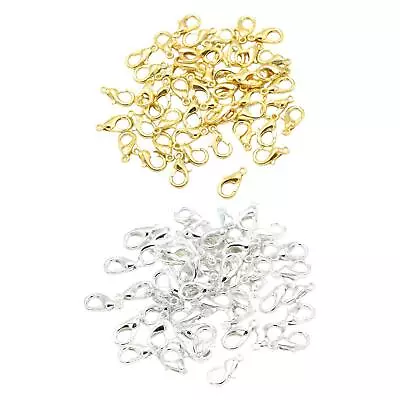 100x Small Lobster Clasps Plated Alloy Clips For Jewelry Making Findings • £6.13