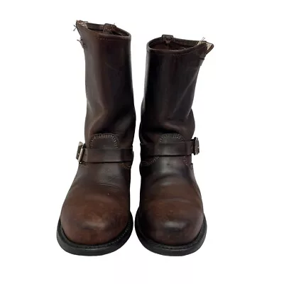 Frye Brown Leather 774001 Motorcycle Biker Engineer Boots Buckle Womens Size 10M • $74.97