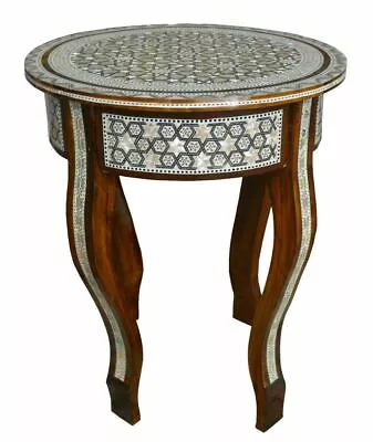 Handmade16  Round Egyptian Morocco Mother Of Pearl Inlay Side Coffee Table • $220