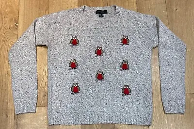 £6 • Buy Size 10 Primark Atmosphere Beige Red Owls Christmas Jumper Sweater Top
