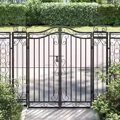 VidaXL Garden Gate Black 121x8x120 Cm Wrought Iron • $187.39