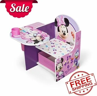 Minnie Mouse Chair Desk With Storage Colorful Graphics Cup Holder Homeschooling • $50.37
