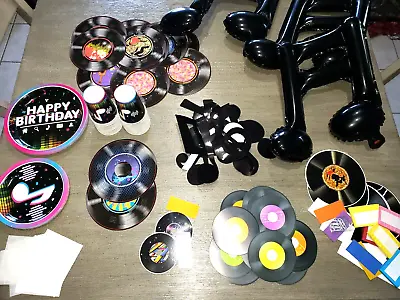 Huge Lot Birthday Party Music Record Album Decorations Plates Balloons Notes  • $17.56