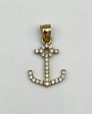 14kt Lucky Anchor Pendant With Clear Stones  Yellow Gold • $120