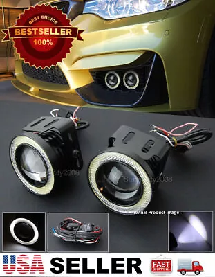 3  White DRL COB LED Halo Ring Projector Fog Light Lamp W/ Wire For Ford • $43