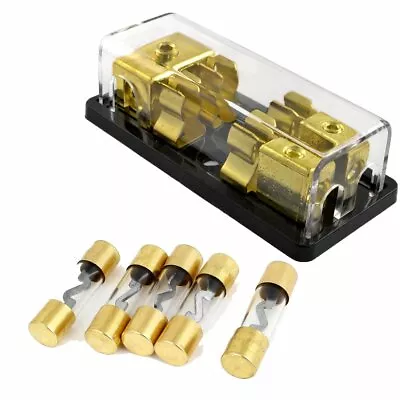 Gold Plated Dual AGU Fuse Holder 4/8 Gauge Power/Ground W/ Pack Of 5 70 Amp Fuse • $10.10