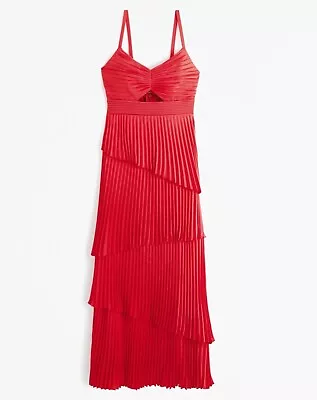 The A&F Giselle Pleated Tiered Maxi Dress Red  Size M • £106.06