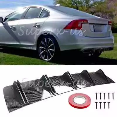 For Volvo S60 Rear Diffuser Bumper Lip Spoiler Splitter 5 Fins Carbon Fiber • $44.95