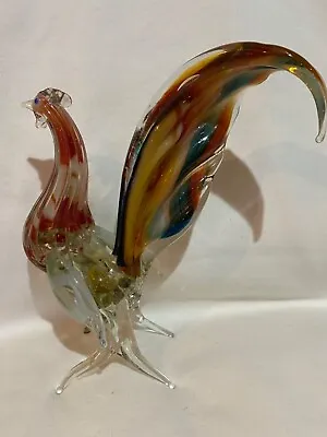 Vintage Murano Hand Blown Rooster Art 8  Tall Excellent Condition • $75