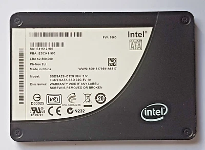 £79.60 • Buy 32 GB SATA II Intel X25-E Series SSDSA2SH032G1GN SSD SLC 3G 2.5   Hard Drive