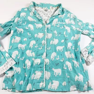 Munki Munki Blue Polar Bears Flannel Pajama Top Button Up Shirt PJ Size XXL • $19.77