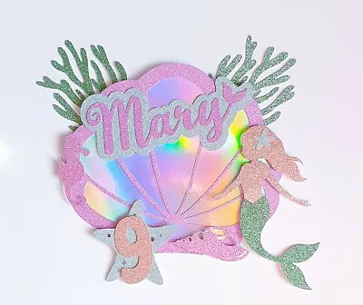 Mermaid Under The Sea Cake Topper  Personalised With Name And Age • $12